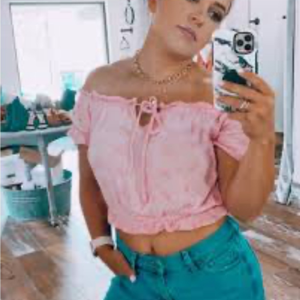 Francesca’s Off The‎ Shoulder Lace Crop Top